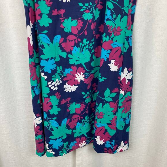 Katherine Way Blue&Green Floral Sleeveless Shift Dress Sz.M - Picture 3 of 10